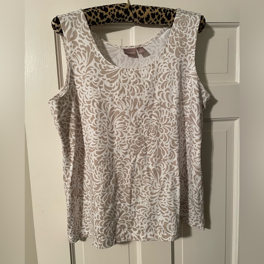 Chico’s, tank top, sz.3 , white and tan